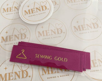 Sew-in Clothing Labels: Gold Sewing Design, Handmade Garment Tags - 6 Pack