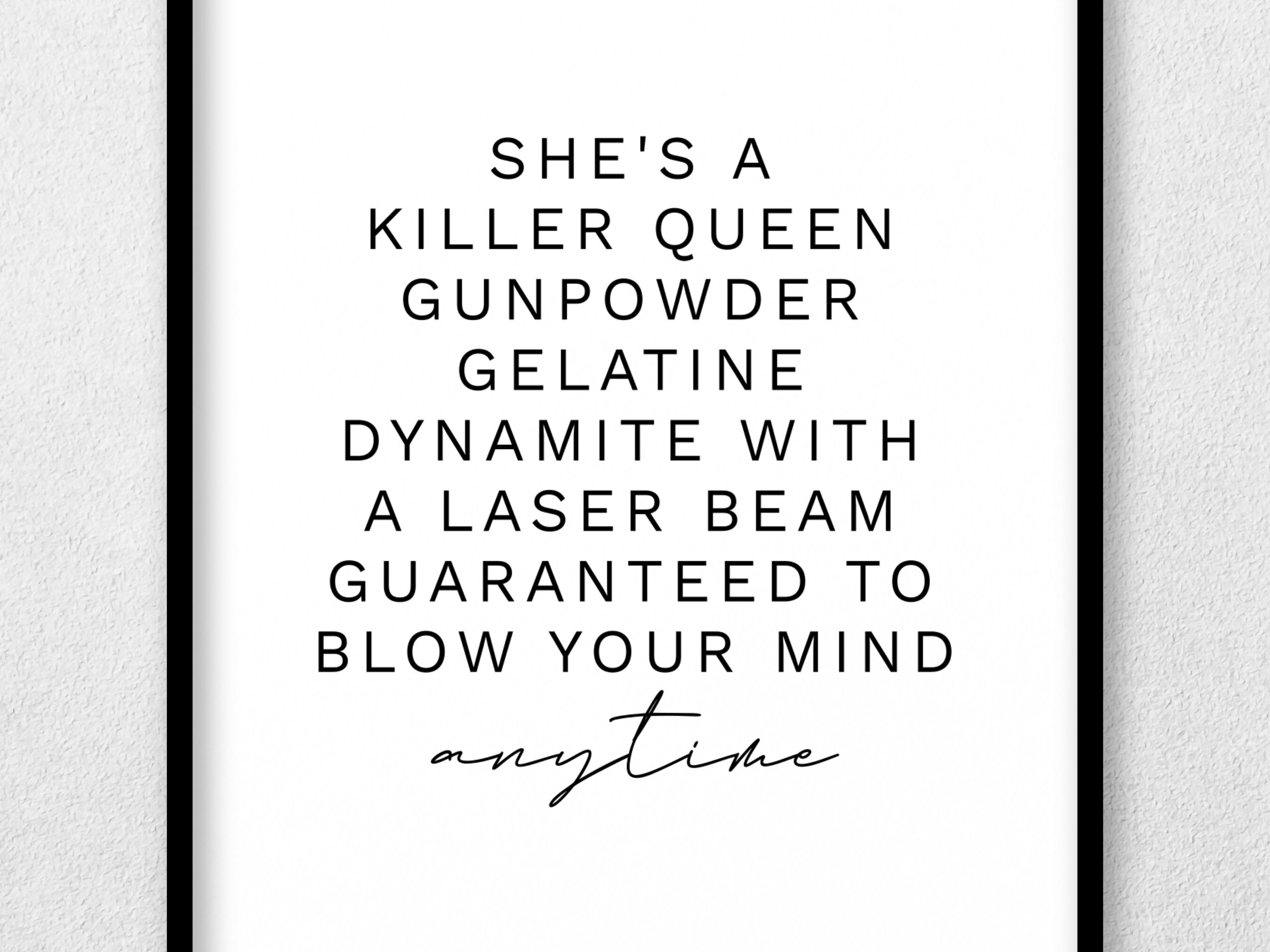 Killer Queen Lyrics Print Inspired by Queen Birthday Gift | Etsy
