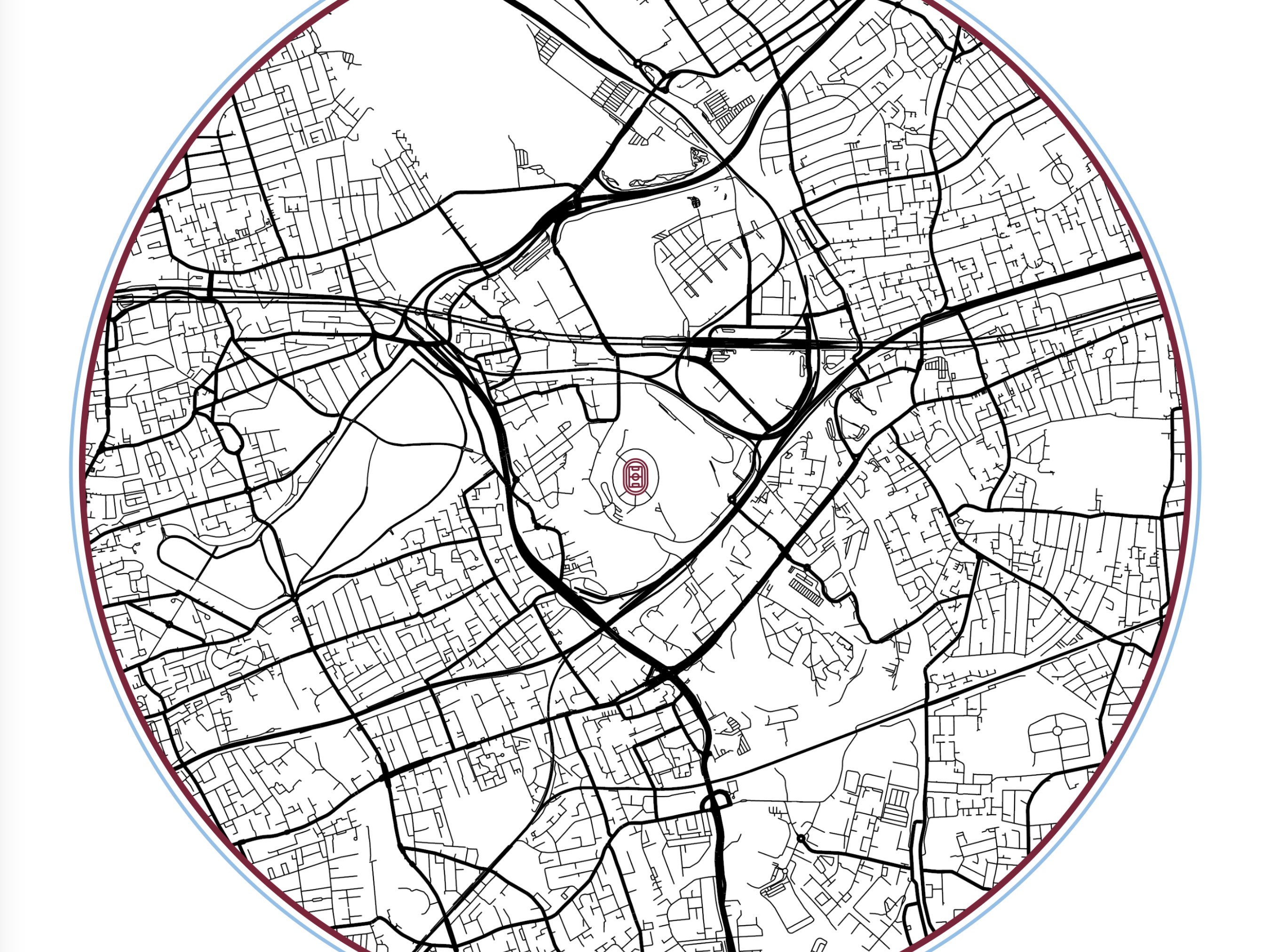 London Stadium Map Print West Ham United Football Map Art Etsy