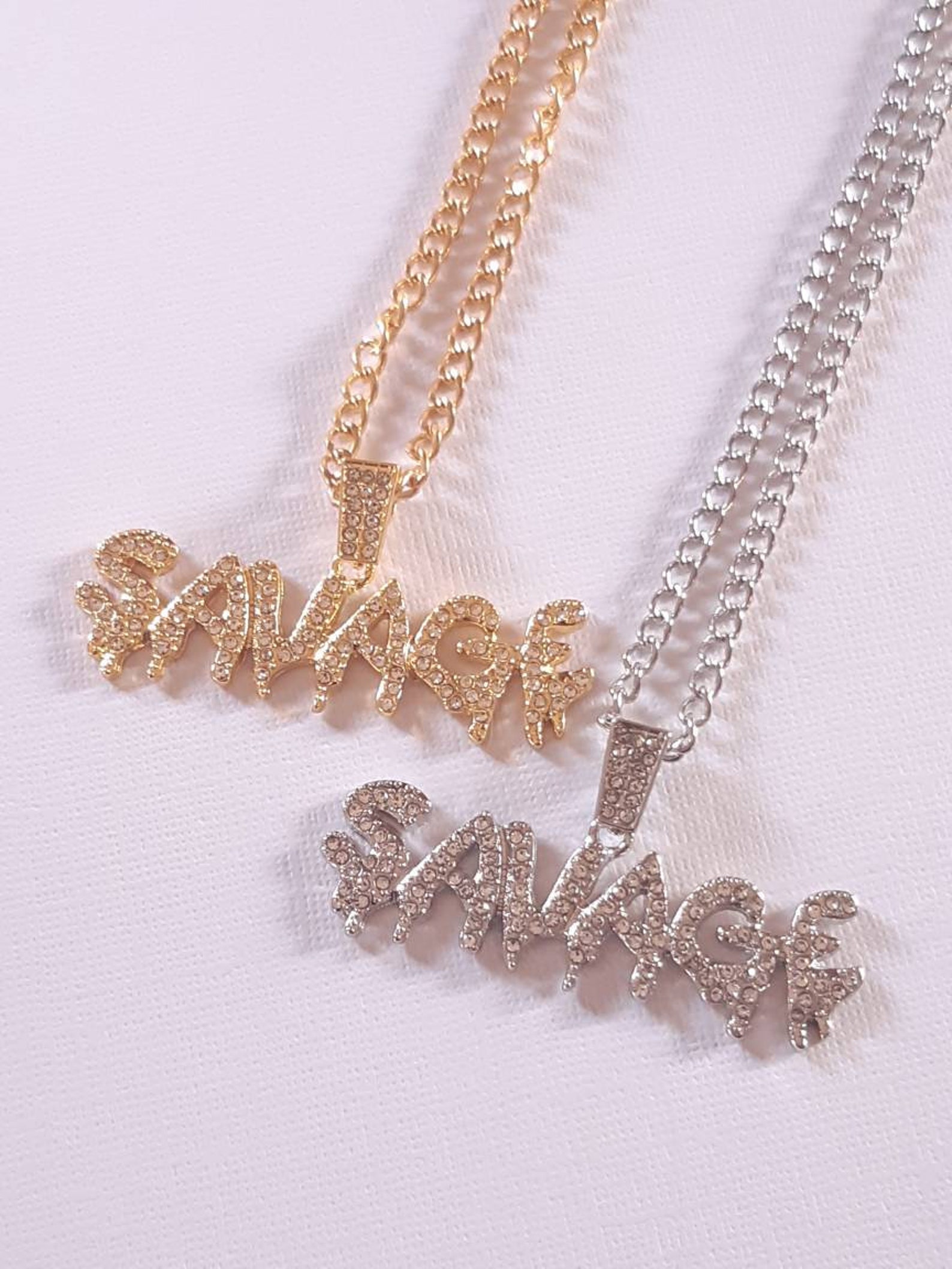 Savage rhinestone drip chains Etsy