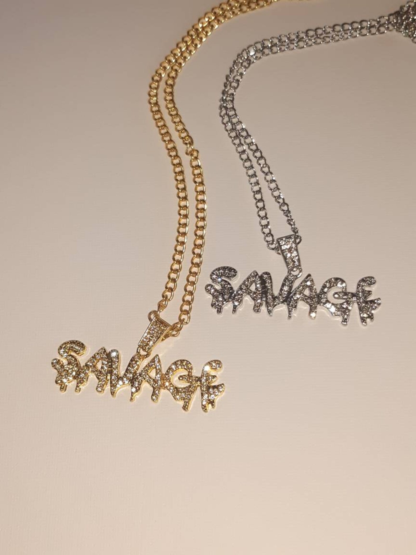 Savage rhinestone drip chains Etsy