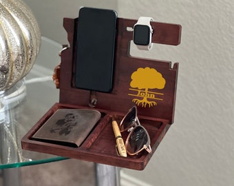 Personalized Docking Station,Custom Wood Phone Docking Station,Desk Organizer,Engraved Docking Station,2023 Christmas Gifts for Husband