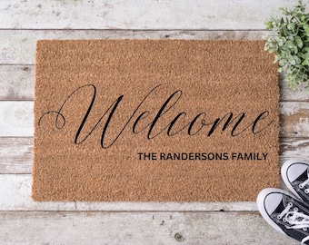 Personalized Doormat with Family Name, Last Name Custom Door Mat, Welcome Mat, Housewarming Gift, New Home Gift, Welcome Mat, Realtor Gift