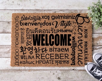 Welcome Doormat in Different Languages, Welcome Door Mat, Welcome Mat, Welcome Rug, Housewarming Gift, Welcome, Doormat, Door Mat, Aloha