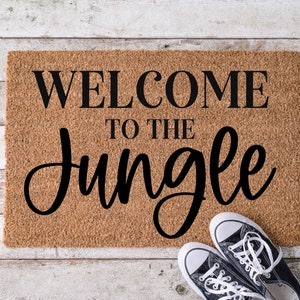 Welcome to the jungle, Door Mat, Housewarming Gift, Front Doormat, Funny Doormat, Welcome Mat, Closing Gift, Wedding Gift
