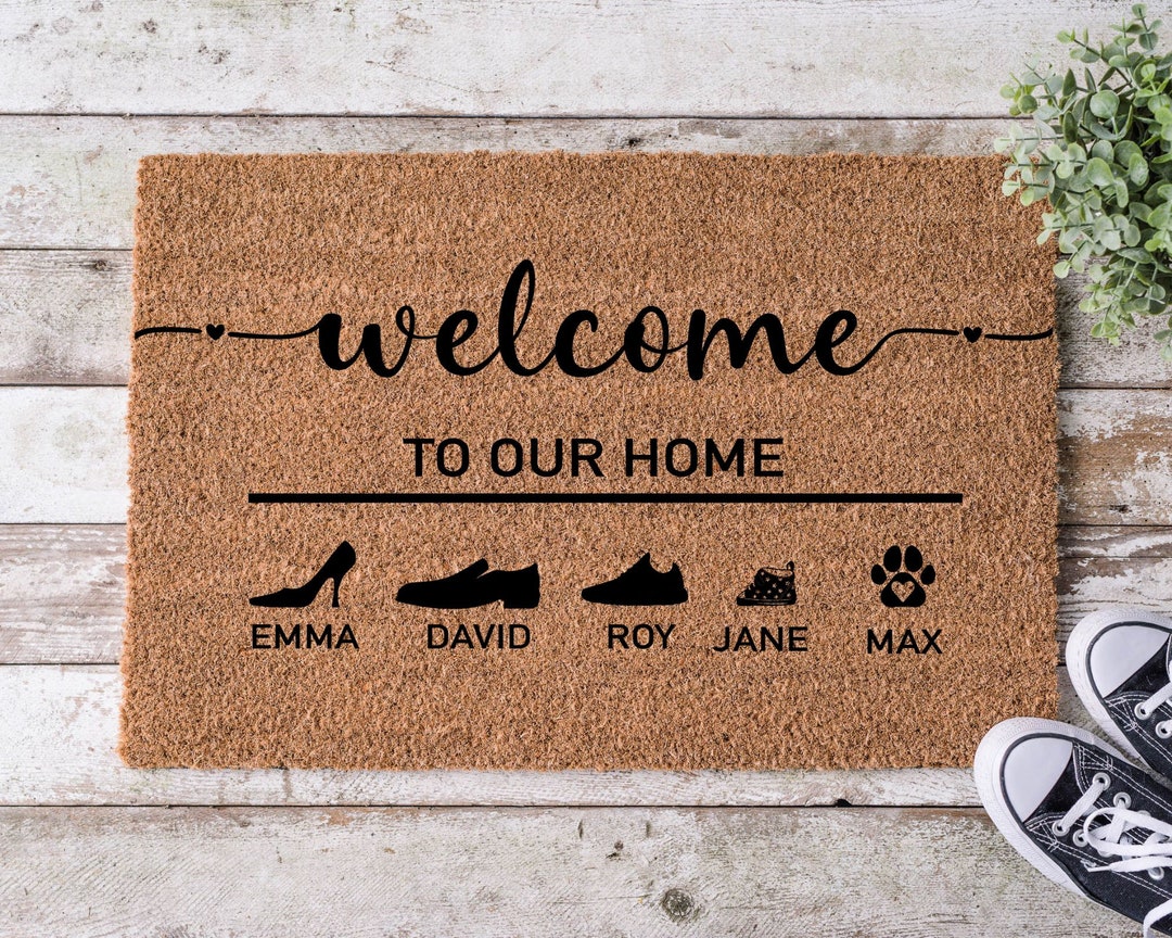 Custom Family & Pet Name Welcome Mat | Custom Names Doormat ...