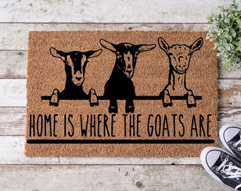 Home Is Where The Goats Are Doormat, Home Is Where The Goats Are, Goat Gifts, Goat Lover, Farmhouse Decor, Door Mat, Funny Door Mat, Doormat