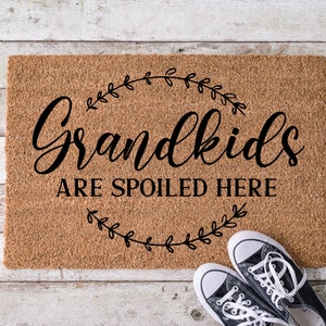 Grandkids are spoiled here, Door Mat, Housewarming Gift, Front Doormat, Funny Doormat, Welcome Mat, Closing Gift, Wedding Gift