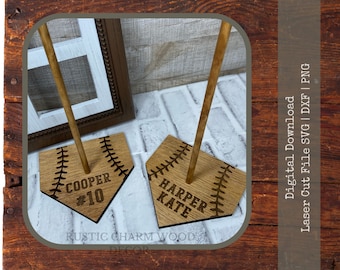 Baseball Ring Stand | Softball Ring Stand | Trophy Ring Holder | Glowforge Files | Rustic Laser File