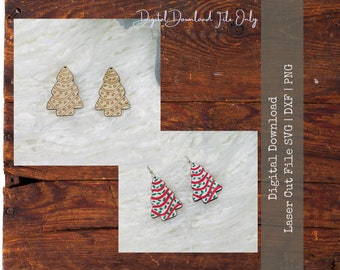 Tree Cake Earrings SVG File for Laser | Glowforge Files | Rustic Laser File