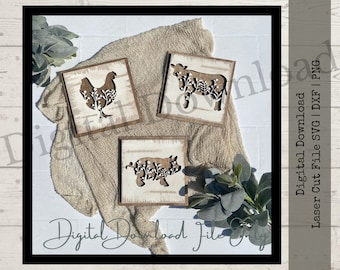 Wildflower Animals Sign SVG File for Laser | Glowforge Files | Rustic Laser File