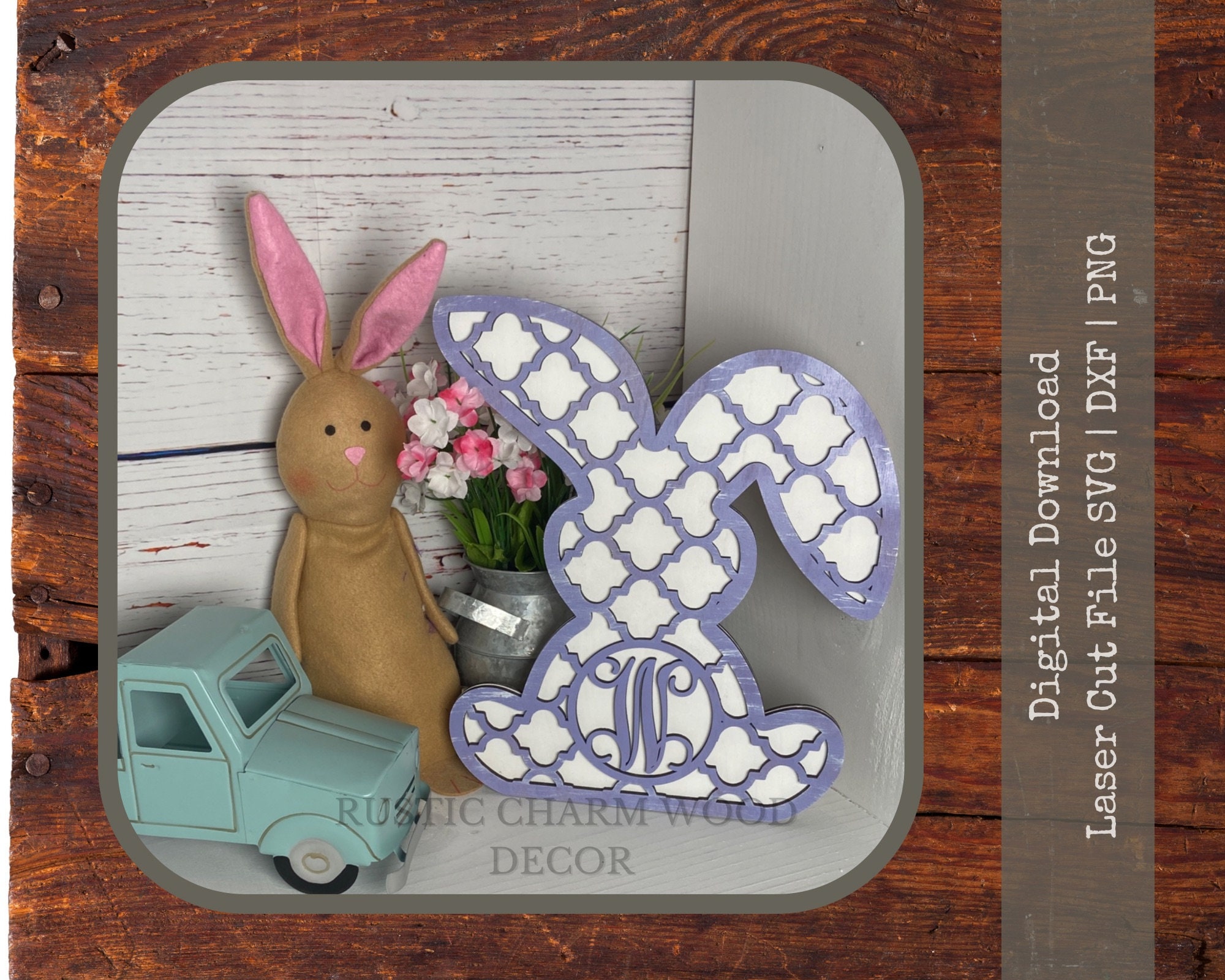Monogram Easter Bunny SVG File for Laser | Glowforge Files - Etsy