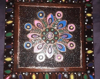 Handpainted jewelry box / Stash box / Multi purpose box/ Hand stained wood box