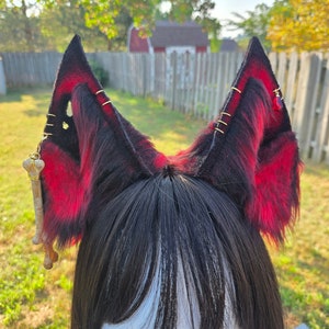 Red and Black Fox Ear Hairpiece Wig - Unbranded Red Fox Ears and Tail Set – neko.to.mori main image 2