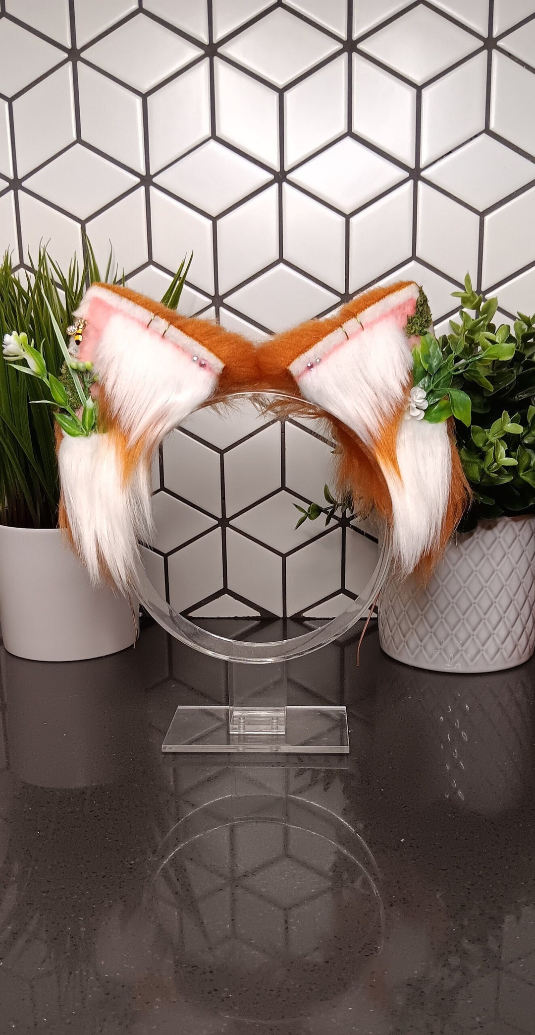 Ginger Cat Ears Realistic Faux Fur Cat Ears Natural Red Cat Ears