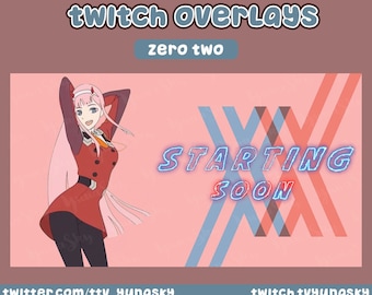 Animated ZERO TWO Anime Overlay Package - Twitch, YouTube
