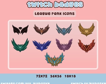 Cute League Rank Twitch Badges - Discord Stream Icons (Digital Download)