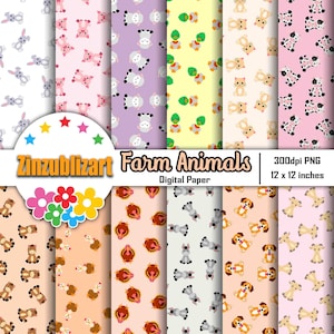 Farm Animals Seamless pattern, Digital Papers, Scrapbook Papers, Farm Animals Pattern, 12*12inches -300dpi