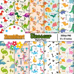 Dinosaur Seamless Pattern, Digital Papers,Background, Wallpaper, Cute Dinosaur Pattern, 12*12inches -300dpi