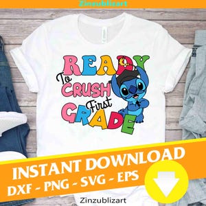 Ready To Crush First Grade Svg, First Day Of School Svg, Back To School Svg, Cartoon Svg, Cricut File, Clipart, Svg, Png, Eps, Dxf