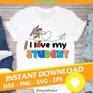 Kocham mojego ucznia Svg, Powrót do szkoły Svg, Cartoon Svg, Plik Cricut, Clipart, Svg, Png, Eps, Dxf