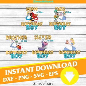 Pakiet Rodzina Urodziny Chłopiec Svg, Cartoon Svg, Urodziny Svg, Plik Cricut, Clipart, Svg, Png, Eps, Dxf