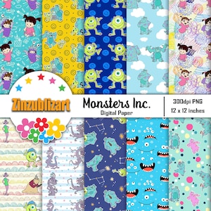 Zabawny bezszwowy wzór, papiery cyfrowe, papiery do scrapbookingu, papier wzorzysty, tło, tapeta, 12*12 cali -300 dpi
