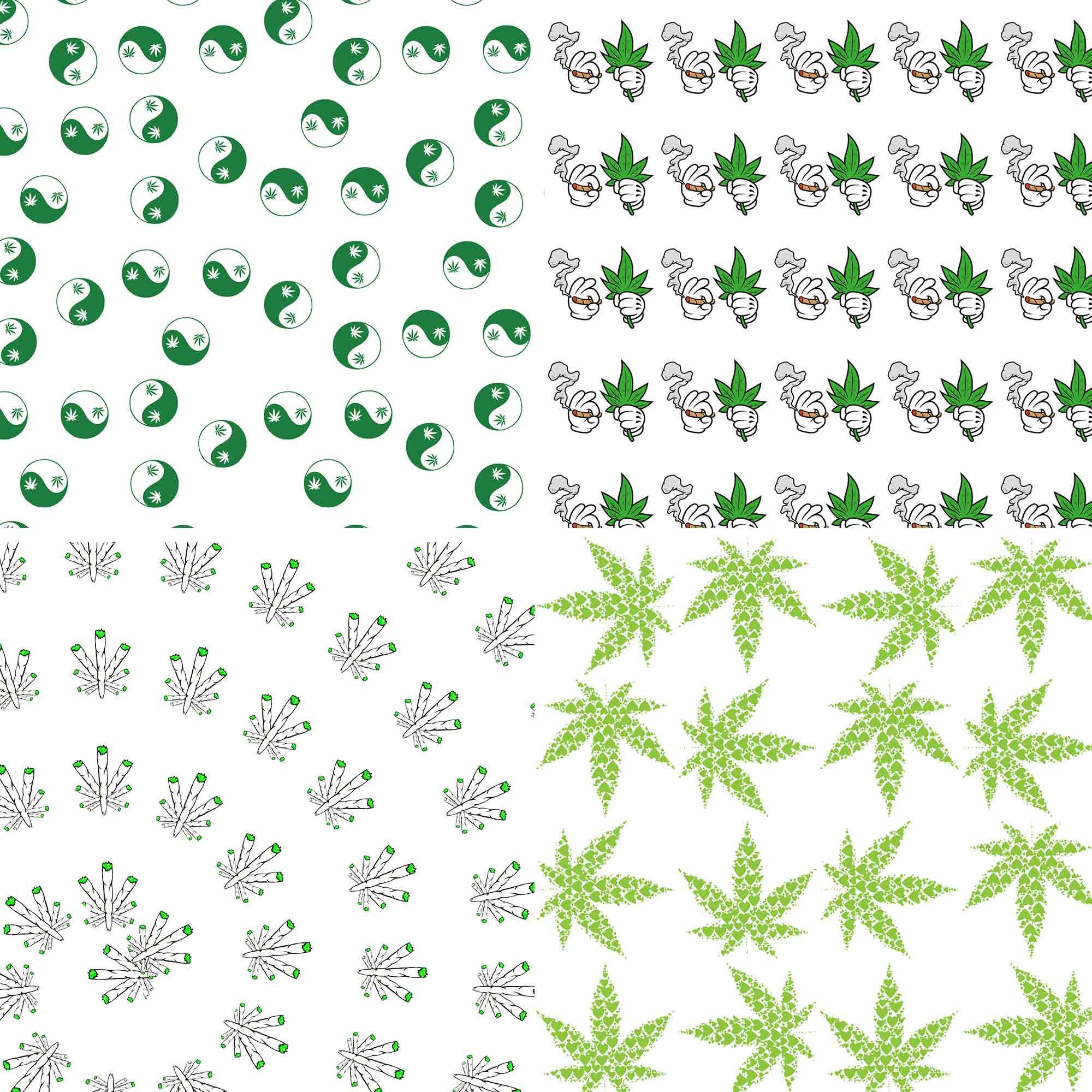 White Weed Pattern Marijuana Seamless Patterns, Digital Papers, Scrapbook Papers, Pattern ...