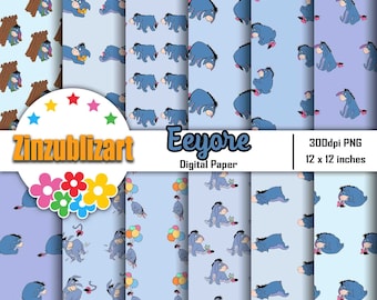 Cute Blue Seamless Pattern, Digital Papers, Scrapbook Papers, 12*12inches -300dpi