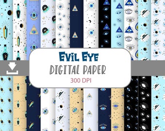 Evil Eye Seamless Pattern, Digital Papers, Scrapbook Papers, Pattern Paper, Background, Wallpaper, Evil Eyes Pattern, 12*12inches -300dpi