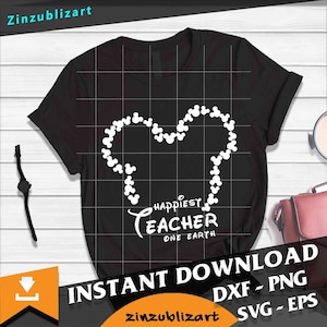 Gelukkigste leraar op aarde Svg, leraar Svg, Back To School Svg, Cricut-bestand, Clipart, Svg, Png, Eps, Dxf