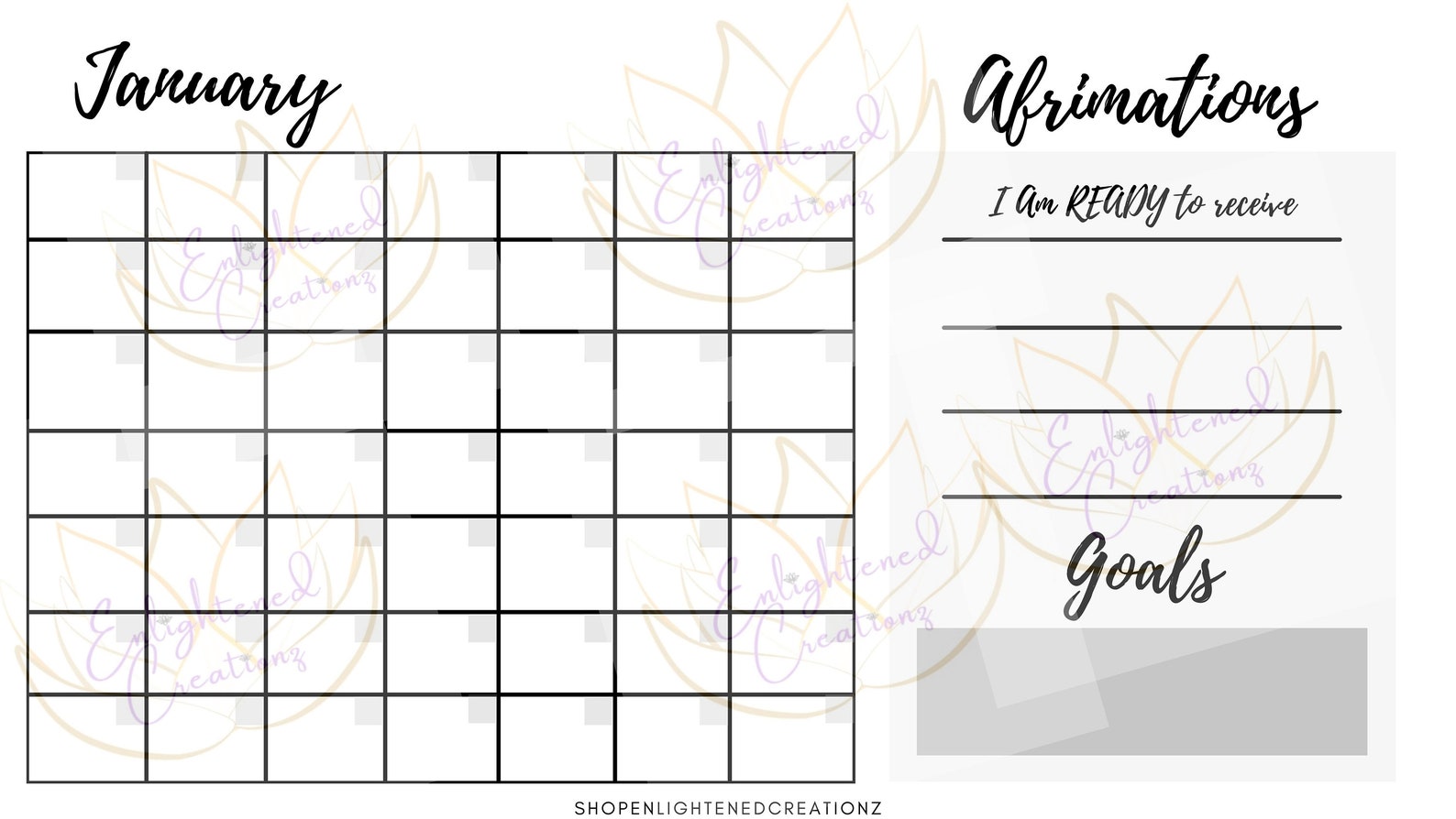 Monthly Affirmation Calendar Wall Calendar Desk Calendar | Etsy