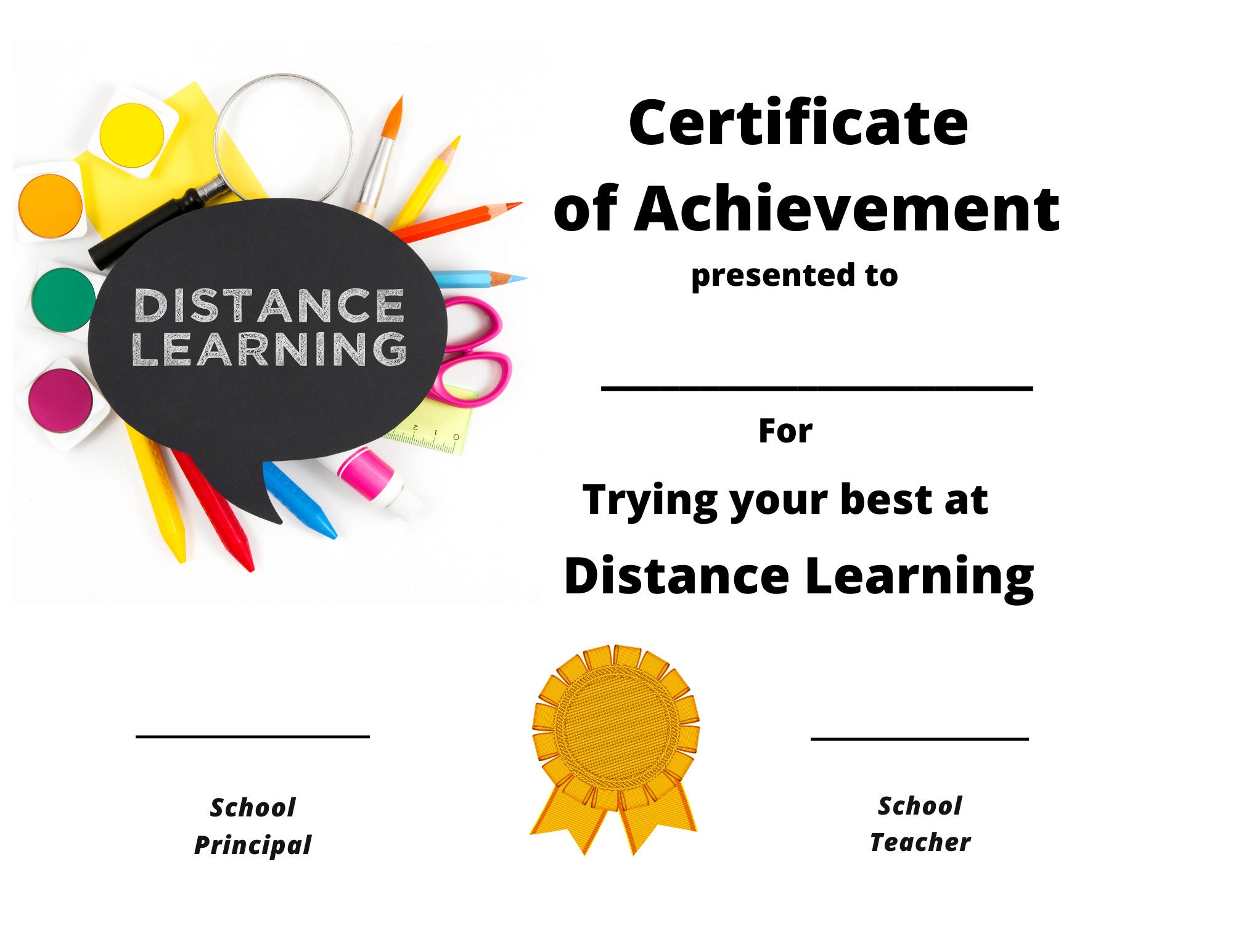 Certificate for Distance Learning PDF Etsy