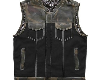 Son Of Anarchy Infantry Camo Leather Hunt Club Custom Motorcycle Biker Vest