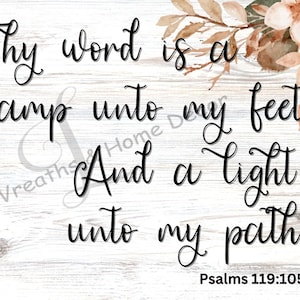 Thy Word Is A Lamp Unto My Feet Metal Sign | Faith Wreath Sign | Psalm 119 | Bible Verse Sign
