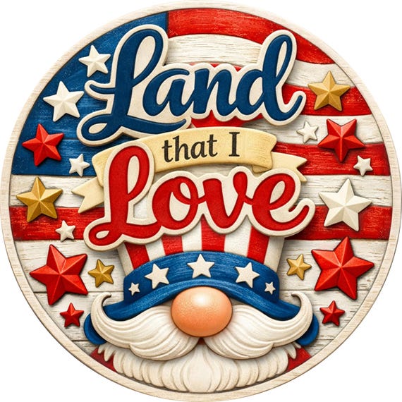 Land That I Love Patriotic Sign: Uncle Sam Door Hanger, Americana Wreath