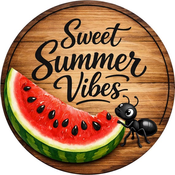 Sweet Summer Vibes Sign: Watermelon Door Hanger, Farmhouse Wreath Sign