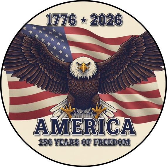 America 250 Years of Freedom Wreath Sign: Bald Eagle & American Flag, Patriotic  Decor