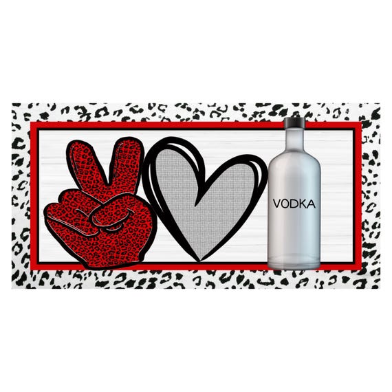 Peace Love Vodka Wreath Sign: Leopard Print Bar Decor, Funny Cocktail Kitchen & Home Sign