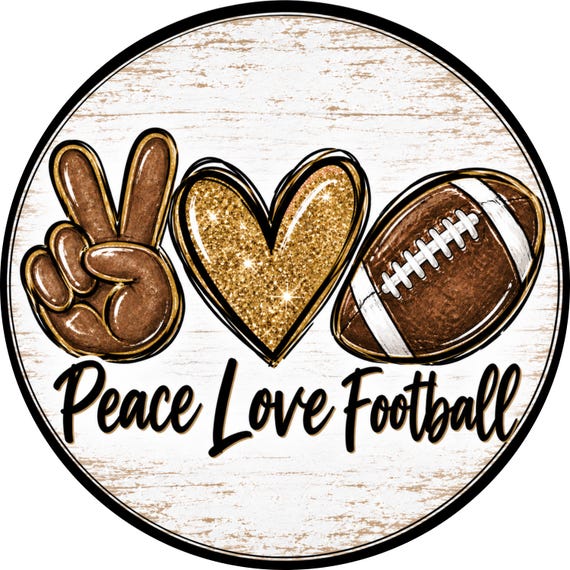 Peace Love Football Wreath Sign, Round Sports Door Decor, Football Mom Gift, Rustic Game Day Sign