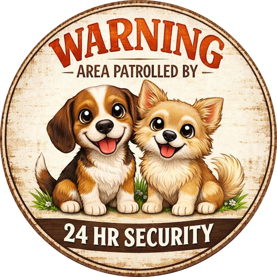 Warning Dog Sign: Area Patrolled By Dogs, Funny Dog Door Hanger Decor