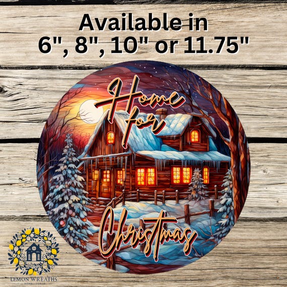 Rustic Christmas Cabin Wreath Sign: Winter Holiday Porch Decor
