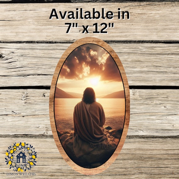 Jesus Sunset Wreath Sign: Christian Faith Inspirational Door Decor