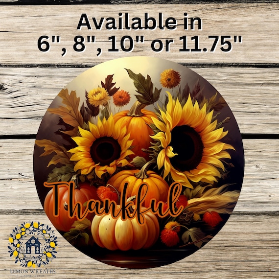 Autumn Harvest Wreath Sign: Sunflower Pumpkin Arrangement Door Hanger, Rustic Fall Farmhouse Decor