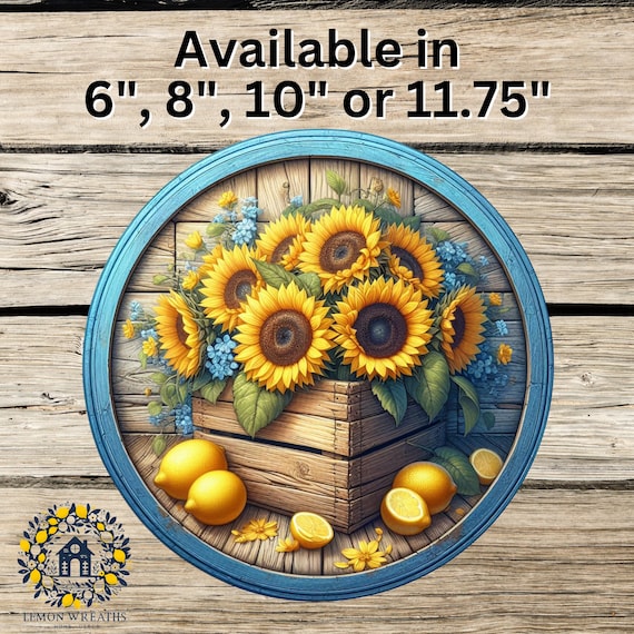 Sunflower Lemon Wreath Sign: Rustic Farmhouse Decor, Sublimation Art