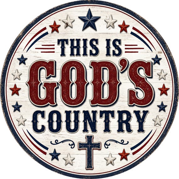 God’s Country Sign: Patriotic Christian Farmhouse Wreath Decor USA