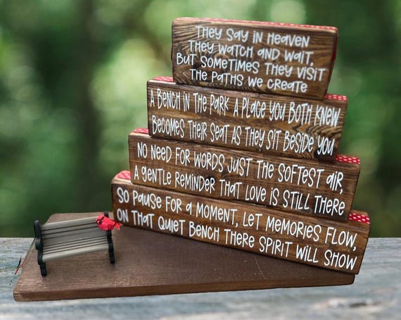 Memorial Wood Block Centerpiece: "They Say In Heaven" Poem
