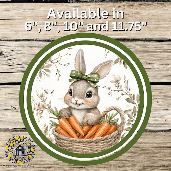 Bunny & Carrots Wreath Sign: Rustic Easter Decor