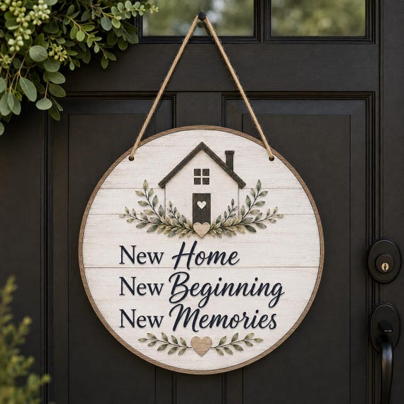 New Home Door Hanger, Housewarming Gift, Realtor Closing Gift, Farmhouse Welcome Sign
