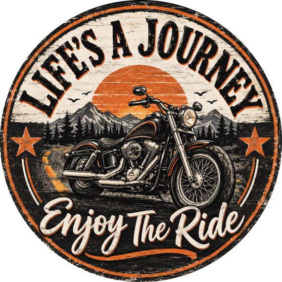 Motorcycle Wreath Sign, Life's A Journey, Biker Gift, Enjoy The Ride Sign, Motorcycle Decor